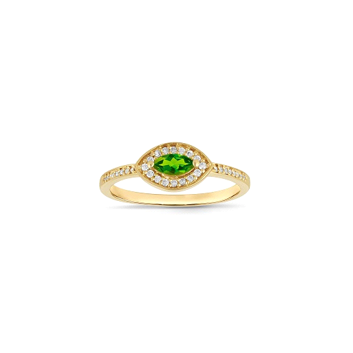 Damenring Gelbgold mit Brillanten und Peridot 0,14 Ct