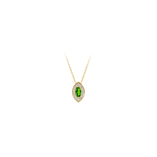 Halskette Gelbgold mit Brillanten und Peridot 0,09 Ct