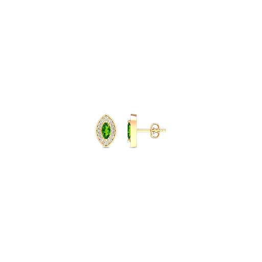 Ohrstecker Gelbgold mit Brillanten und Peridot 0,12 Ct