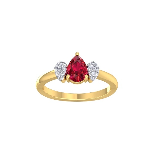 Rubin Damenring mit Brillanten in Gelbgold 0,06 Ct